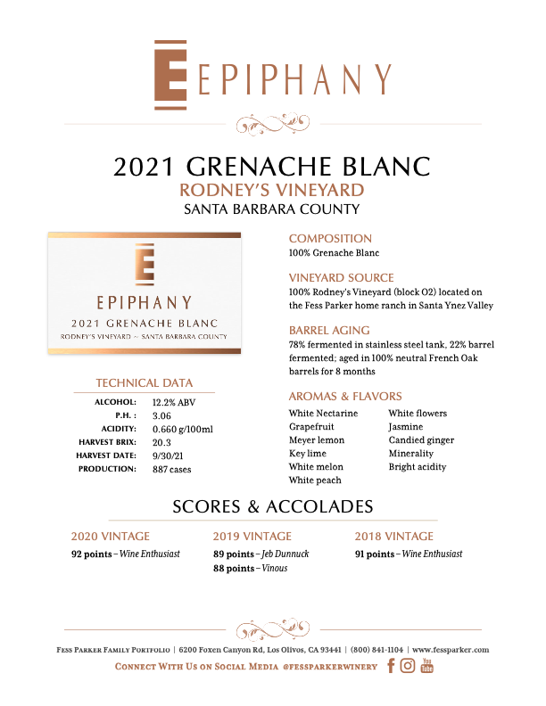 Product Sheet for Grenache Blanc