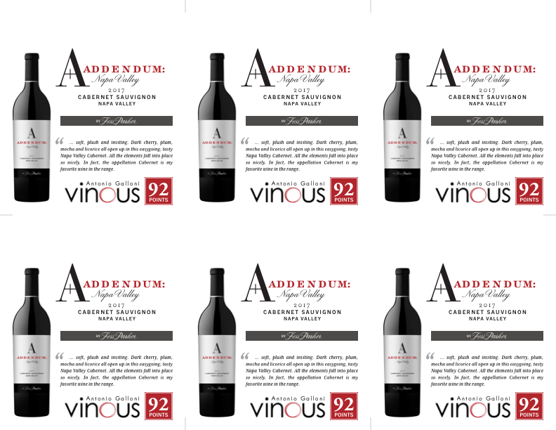 6-Up Shelftalker for Napa Valley Cabernet Sauvignon