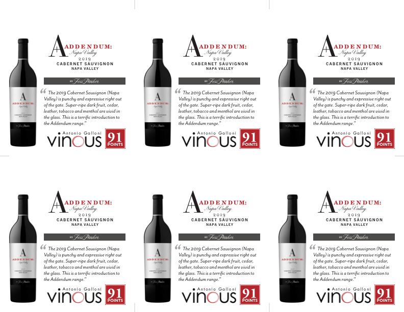 6-Up Shelftalker for Napa Valley Cabernet Sauvignon