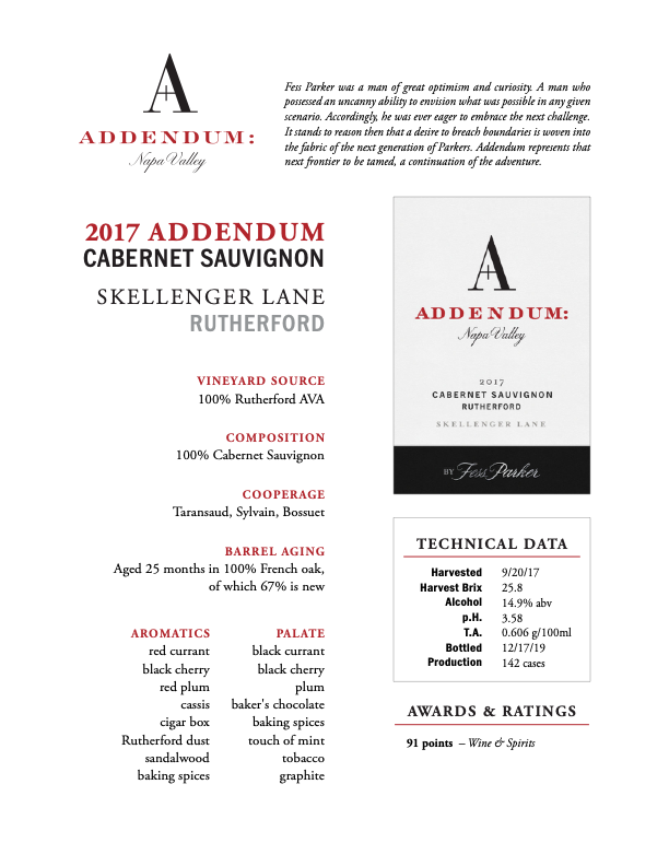 Product Sheet for Skellenger Lane Cabernet Sauvignon