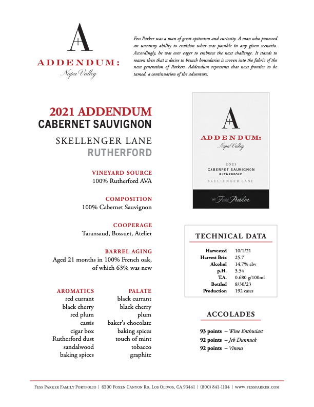 Product Sheet for Skellenger Lane Cabernet Sauvignon