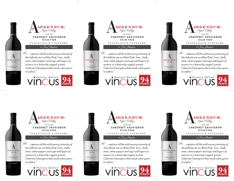 6-Up Shelftalker for Stagecoach Vineyard Cabernet Sauvignon