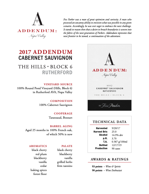 Product Sheet for The Hills Block 6 Cabernet Sauvignon
