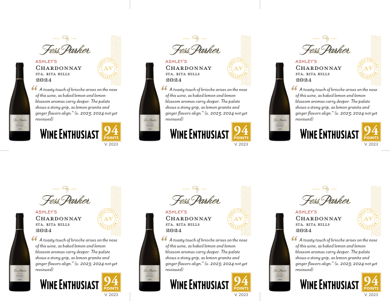 6-Up Shelftalker for Ashley's Chardonnay