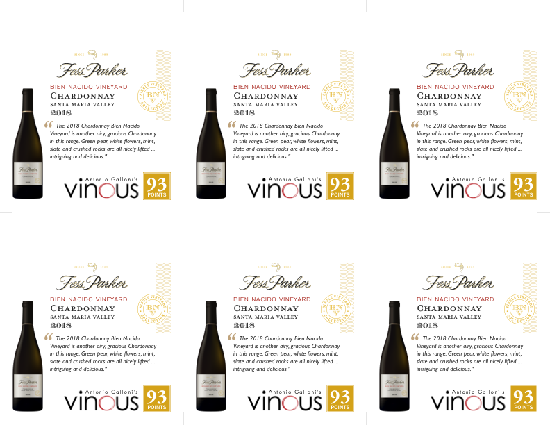 6-Up Shelftalker for Bien Nacido Vineyard Chardonnay