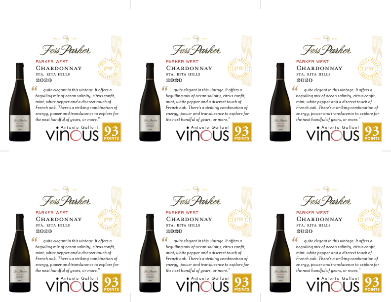 6-Up Shelftalker for Parker West Chardonnay