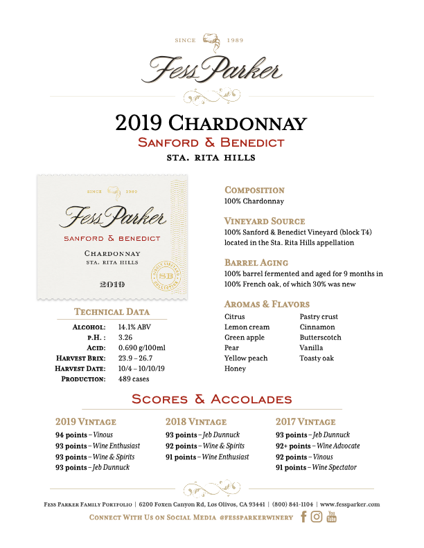 Product Sheet for Sanford & Benedict Chardonnay