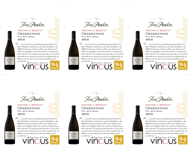 6-Up Shelftalker for Sanford & Benedict Chardonnay