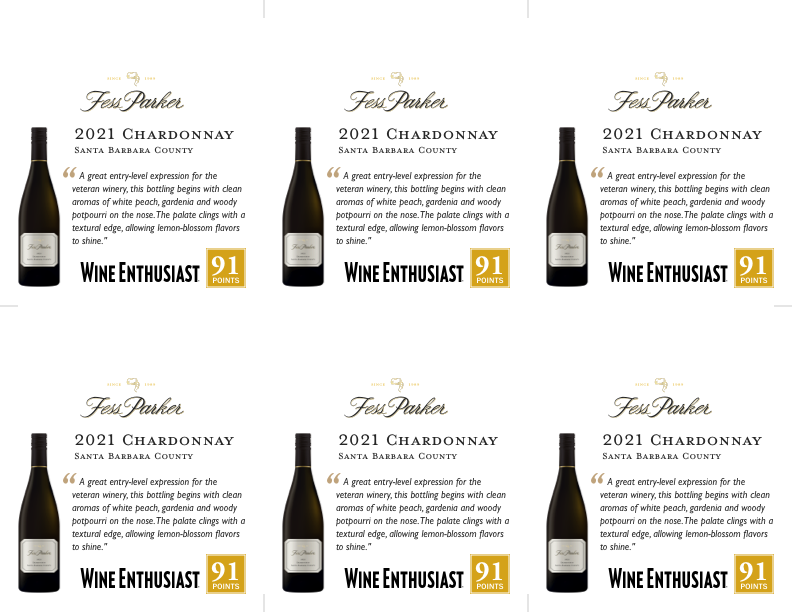 6-Up Shelftalker for Santa Barbara County Chardonnay
