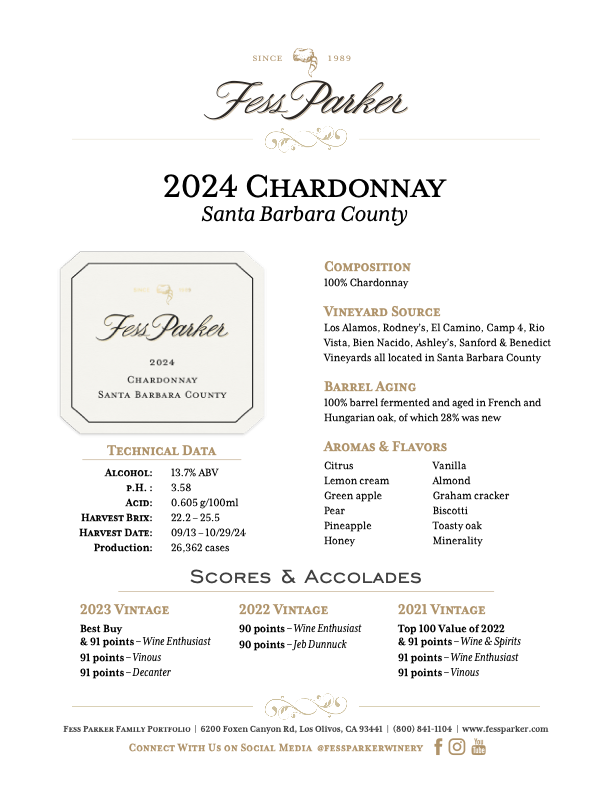 Product Sheet for Santa Barbara County Chardonnay