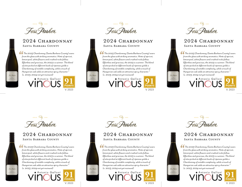 6-Up Shelftalker for Santa Barbara County Chardonnay