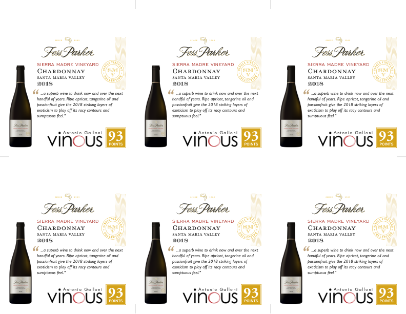 6-Up Shelftalker for Sierra Madre Vineyard Chardonnay