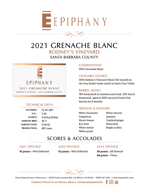 Product Sheet for Grenache Blanc