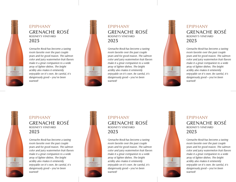 6-Up Shelftalker for Grenache Rosé