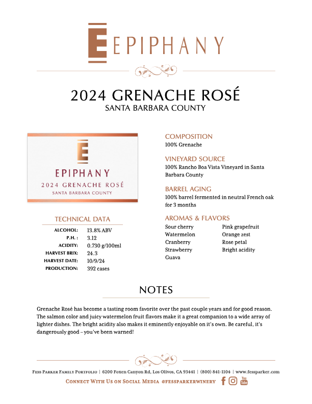 Product Sheet for Grenache Rosé