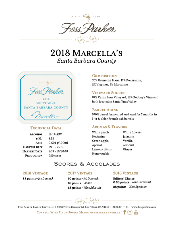 Product Sheet for Marcella's White