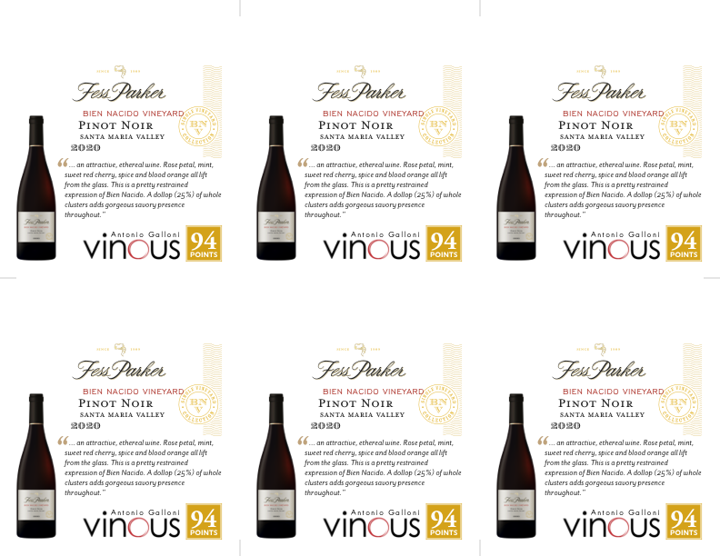 6-Up Shelftalker for Bien Nacido Vineyard Pinot Noir