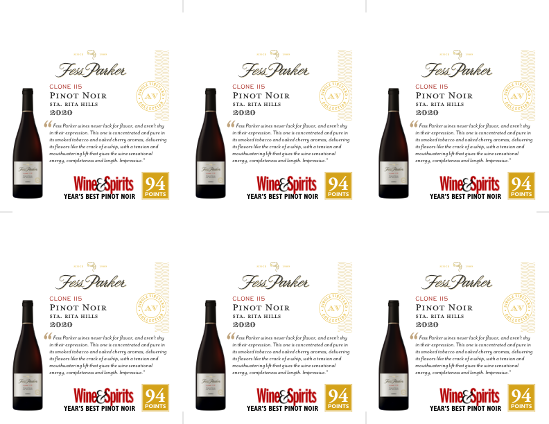 6-Up Shelftalker for Clone 115 Pinot Noir