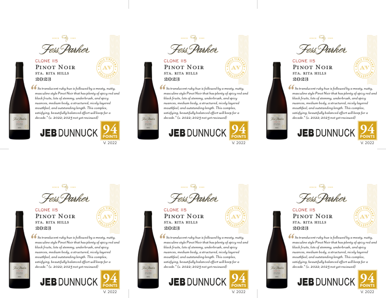 6-Up Shelftalker for Clone 115 Pinot Noir