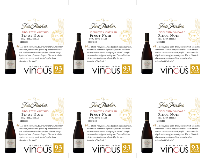 6-Up Shelftalker for Fiddlestix Vineyard Pinot Noir