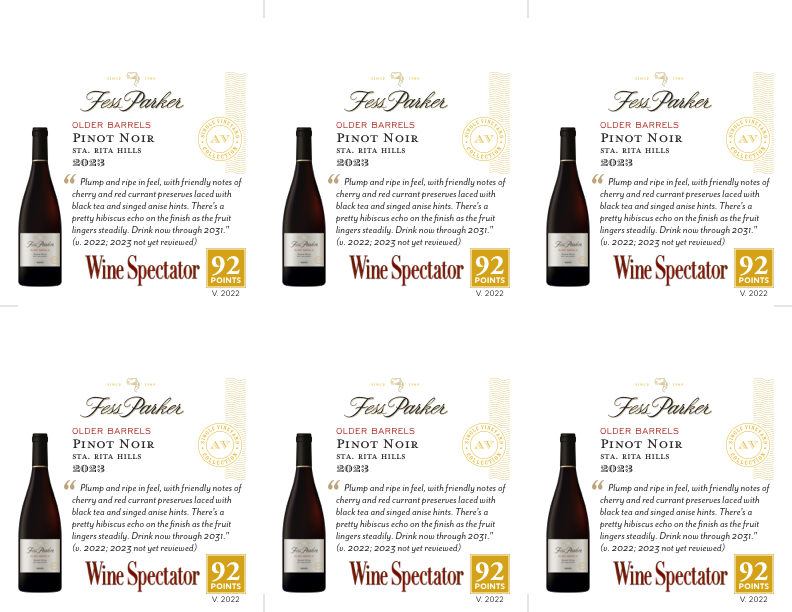 6-Up Shelftalker for Older Barrels Pinot Noir