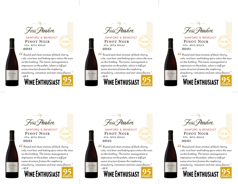 6-Up Shelftalker for Sanford & Benedict Vineyard Pinot Noir