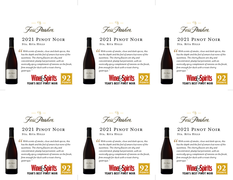 6-Up Shelftalker for Sta. Rita Hills Pinot Noir