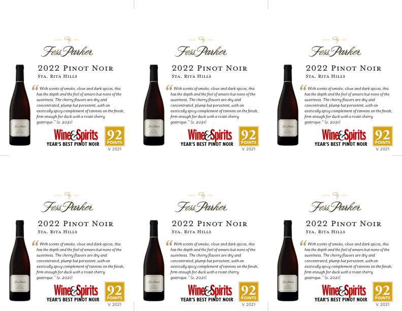 6-Up Shelftalker for Sta. Rita Hills Pinot Noir