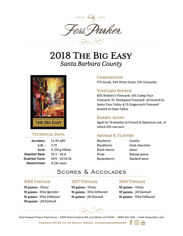 Product Sheet for The Big Easy