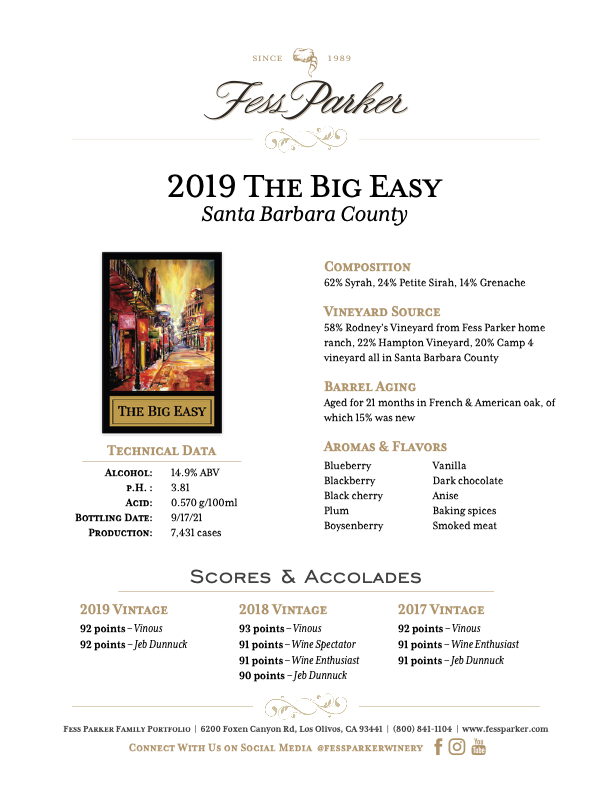 Product Sheet for The Big Easy