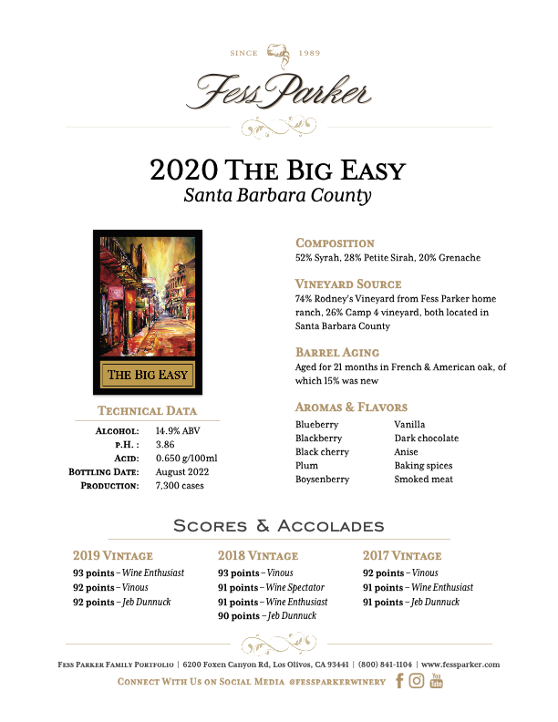 Product Sheet for The Big Easy