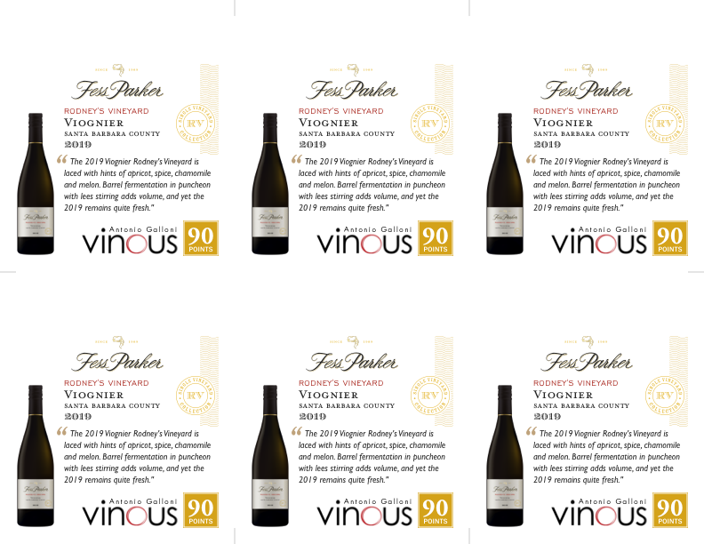 6-Up Shelftalker for Rodney's Vineyard Viognier